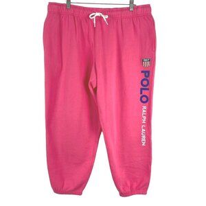 Polo Ralph Lauren‎ Sweatpants 1967 Shield Women's 2XL Pink Cotton Blend PT-1758